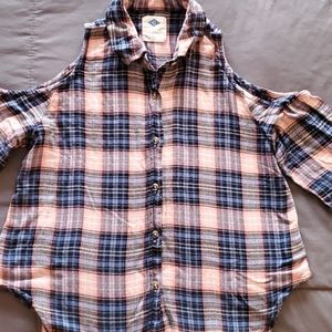 Wild Blue Cold Shoulder Button Down